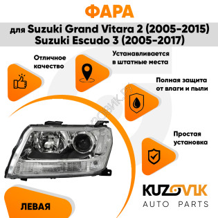 Фара левая механическая (5дв) Suzuki Grand Vitara 3 (2005-2012) KUZOVIK